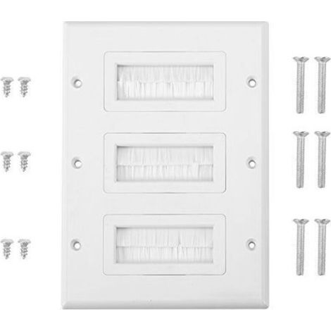 Spazzola per placca a muro, spazzola per ingresso/uscita cavi, piastra antipolvere in plastica, foro passacavi per cavi HDMI o di rete/telefonici (3) (1/4)