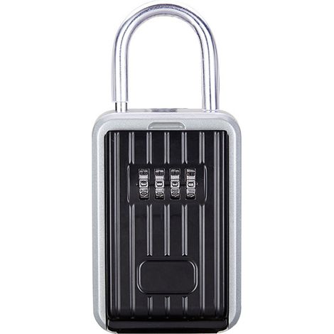 Coffre-fort à clés avec couvercle anti-poussière, pas besoin d'installer un mot de passe à combinaison à 4 chiffres, étui de cadenas de stockage extérieur, porte-code réinitialisable (1/5)