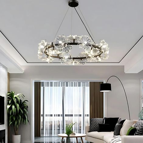 Lustre Cristal Peterhof Diametre 62 20XG4 Noir Hauteur Reglable (1/5)