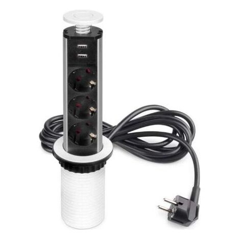Multiconnecteur élevable Vertikal, EU, Peint en blanc, Plastique et Aluminium. (1/4)