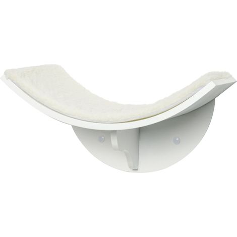 Tumbona para Gatos, Tumbona de Pared para Gatos, Cama para Gatos, Estante para Gatos, cojín de Felpa montado en la Pared, Blanco, 41 x 28 x 21 cm