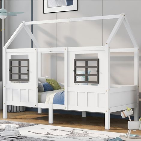 Cama infantil casa con ventanas madera 200x90 OKMYHOME (1/5)