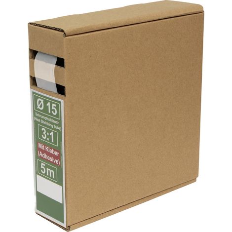 Quadrios 25CA504 Schrumpfschlauch mit Kleber Transparent 15 mm 5 mm Schrumpfrate:3:1 5 m