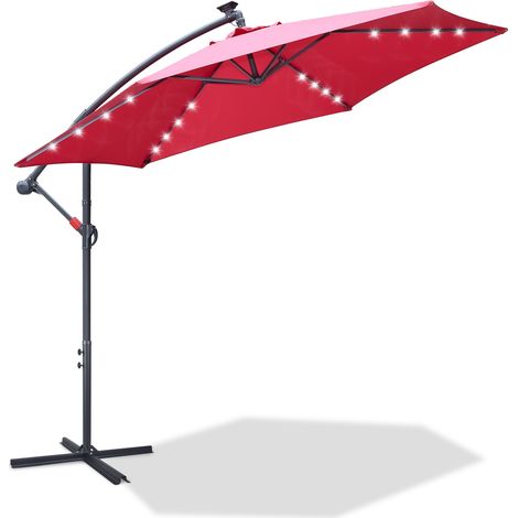 Randaco Sonnenschirm 3.5m Rot mit LED – Blickfang für Garten, Grillabende & Terrasse