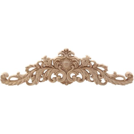 Appliques décoratives en bois naturel sculpté pour meubles et armoires : moulures en bois non peintes, autocollants décoratifs. (1/5)