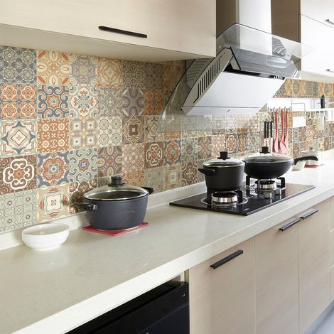 Sticker Mural Carrelage adhésif Cuisine Salle de Bain - 30 STICKERS CARRELAGES AZULEJOS URSULA - 30stickers10x10cm (1/5)