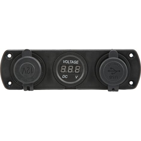 Prise Allume-Cigare 3-en-1 avec Double Port USB, Voltmètre Numérique LED pour Camion, Bateau, Camping-Car (1/5)