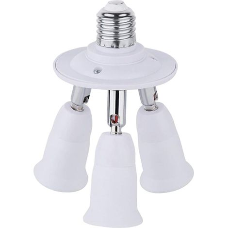Adaptateur E27 3 en 1 pour Studio, Douille Triple a Vis pour Ampoules LED, Support de Plafonnier de Trois Lampes, 360 Degrés Réglable, Douille Multiple E27 pour Lampe UV Disco, Blanc (1/5)