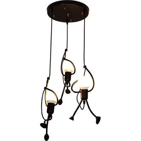 Aougo – Modern wrought iron chandelier – Creative cartoon design – Minimalist style – For E27 LED bulbs – Perfect for bedrooms and living rooms (1/4)