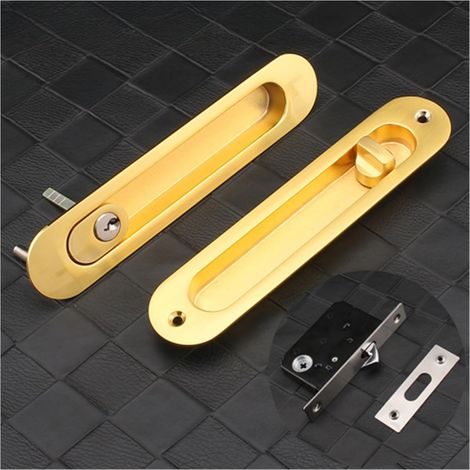 Scheunentor-Hardware-Kit Schiebetür-Schiebetürschloss, Sicherheitsschloss, Scheunentor, Schrank, eingebettete Hardware, Anzug, Holztürgriff, Innentür, Möbelschloss Sanft und leise ( Color : C brushed (1/5)