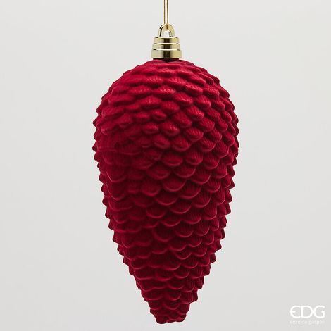 EDG Enzo De Gasperi Pigna in Velluto Burgundy H25 cm – Addobbo di Natale (1/2)