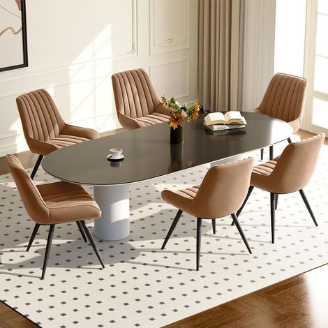 Esszimmerstühle 6er Set Braun, gepolstert, mit Metallbeinen (1/5)