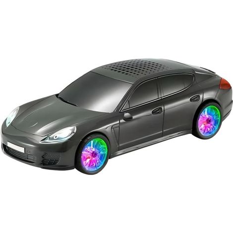 Enceinte Bluetooth pour voiture avec lumières disco LED - Puissance de 5 W - Compatible USB/carte TF/FM - Gris