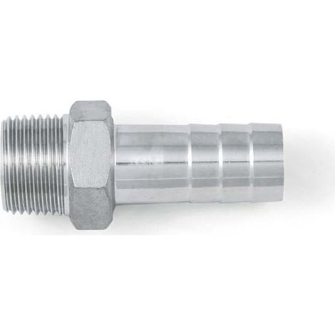 BSP 2" Hexagon Hose Nipple / Tail - A4 (T316) Marine Grade Stainless Steel - Taper Threads (BSPT / R Thread)