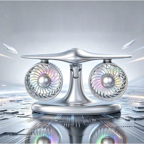 Ventilateur de bureau portable, batterie 5000 mAh, autonomie de 18 h, ventilateur de table à turbine d'aviation, silencieux, rechargeable par USB-C, (1/5)