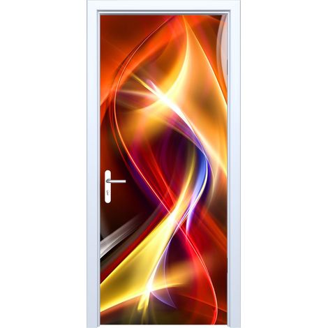 Pegatina de tela para puerta, colores, líneas fractales 663PD