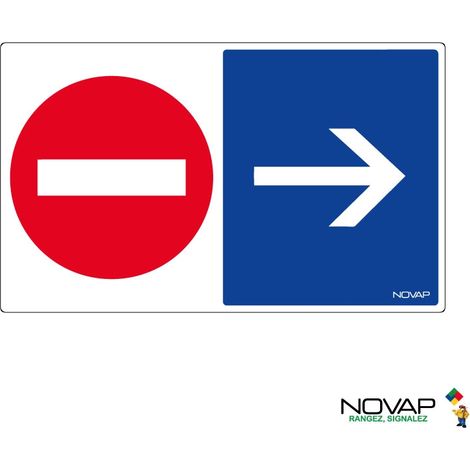 Panneau double information Sens Interdit / Sens obligatoire à droite - 330x200mm - 4161808