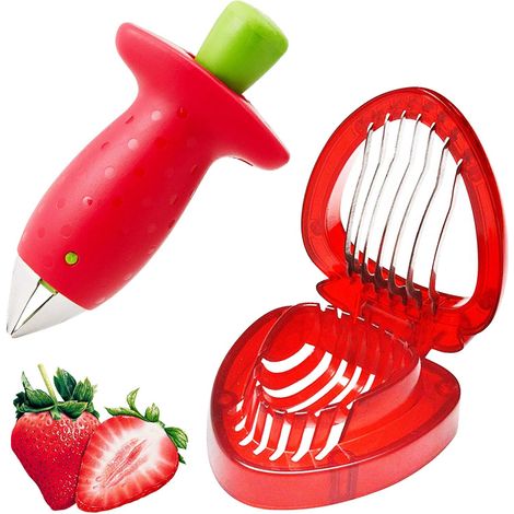Trancheuse de fraises, 2 pièces, pour couper les fraises et (1/5)