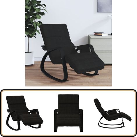 Chaise à bascule Noir Tissu - Fauteuil À Bascule - Chaise Balançoire - Chaise Relaxante - Mobilier Intérieur - Décoration Intérieure