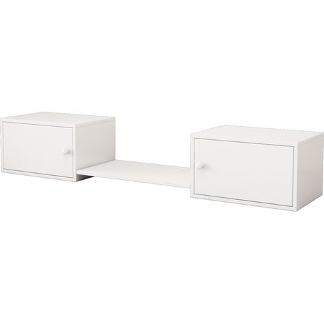 Banco zapatero con 2 puertas y estante abierto de madera y MDF 189x40x34,5 cm blanco HOMVRA (1/5)
