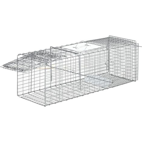 Cage pliable en acier pour rats, souris et ragondins, 93 x 31 x 34,5 cm, argent