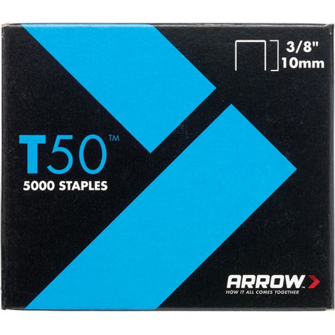 Arrow A506 T50 Staples 10mm (3/8in) (Pack 5000, 4 x 1250) ARRT5038