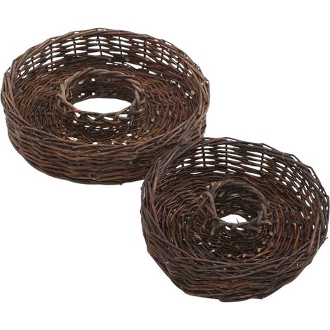 Corbeille ronde en osier brut, set de 2, diam. 40 x H. 10 cm (1/2)