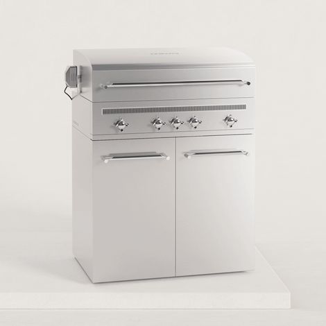 Barbecue gaz inox 5 brûleurs – Dimensions 90 x 60 x 44 cm – Grille 80 x 40 cm – Rôtissoire électrique amovible avec brûleur infrarouge (1/3)
