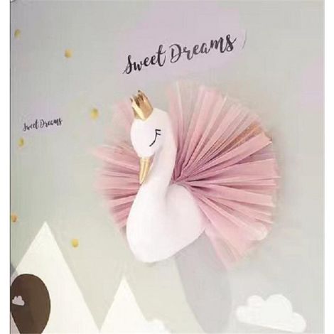 Cygne doré 3D en gaze suspendu pour décoration chambre enfant, chambre de bébé, salle de jeux, suspension murale élégante, ornement aérien, pièce unique. (1/5)