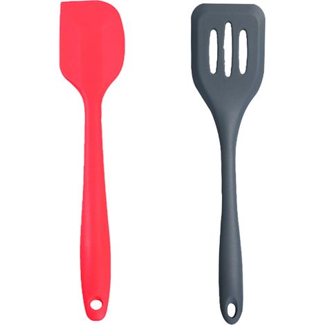 Ensemble Ustensiles Cuisine - Silicone Resistante Chaleur - Manche Bois Ergonomique - Lot De 2 Pieces (1/5)