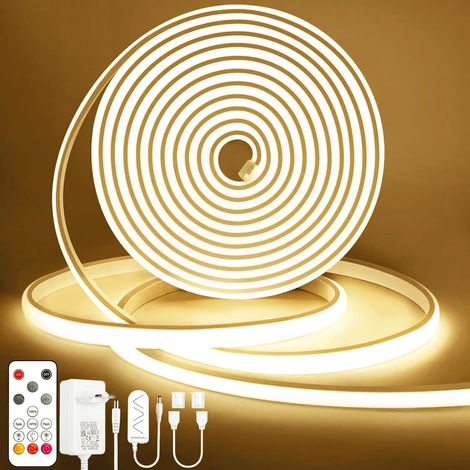 Bandeau LED COB 10M, Blanc Naturel Ruban Led avec Télécommande, IP65 étanche, Flexible, 4000K, Largeur 10mm, Dimmable, Silicone, Découpable, 24V Néon Strip pour Cuisine, Chambre, CRI 90 (1/5)
