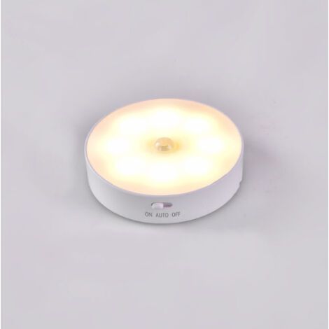 Lampe à colle à LEDs rechargeable par USB, lumière chaude 3000K, lumière blanche 6000K, veilleuse à détecteur 8 LEDs et batterie 400mAh, lampe à LEDs à détecteur de mouvement avec base magnétique - 1p (1/5)