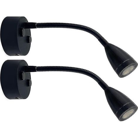 Lampe de lecture LED 12-24 V, lampe de lecture à intensité variable avec chargeur USB pour camping-car, camion de voyage, caravane, lampe de chevet, lot de 2, noir (1/5)