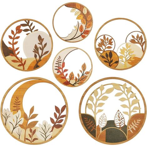 6 Pack Bohemian Modern Wall Art Living Room Decor Minimalist Round Decor Ready to Hang (1/5)