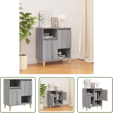 The Living Store Buffet Sonoma gris 60x35x70 cm Bois d'ingénierie - Buffet - Meuble De Rangement - Commode - Armoire - Salon (1/5)
