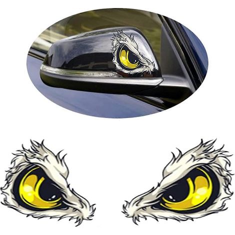 paire d'autocollants 3D étanches pour voiture, réfléchissants, yeux de chat, pour rétroviseur latéral, amusants et décoratifs pour moto ou voiture, universels. (1/4)