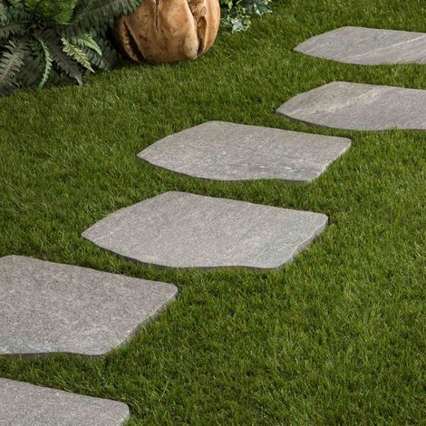 Pas japonais en pierre naturelle 42x36 cm – Couleur gris – Résistant aux intempéries – Pour allées extérieures durables (1/5)