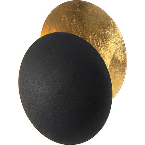 Qazqa – Applique murale moderne noire et or – Design organique – Douille G9 – Profondeur 9,7 cm – Diamètre 20 cm – Intensité variable