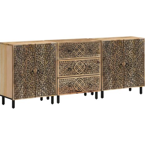 Beistellschränke 3 Stk. 60x33x75 cm Massivholz Mango