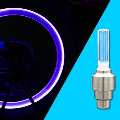 Lot de 2 lampes de valve de pneu pour roue de moto, décoration universelle pour la conduite de nuit, compatible avec voiture, moto et vélo (bleu). (1/4)