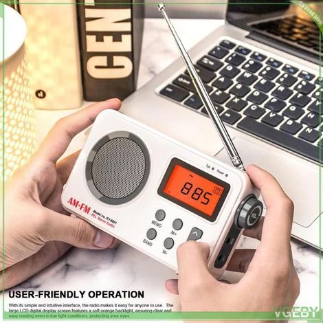 Radio AM/FM portable - FAFEICY - Radio portable - Écran LCD rétroéclairé orange - Alimentation AA/USB - Stéréo (1/5)