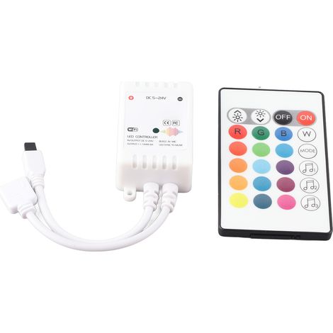 Contrôleur de bande LED IR 24 touches WiFi Bluetooth DC5V‑24V, commande vocale intelligente compatible Tuya pour éclairage domestique et KTV. (1/5)