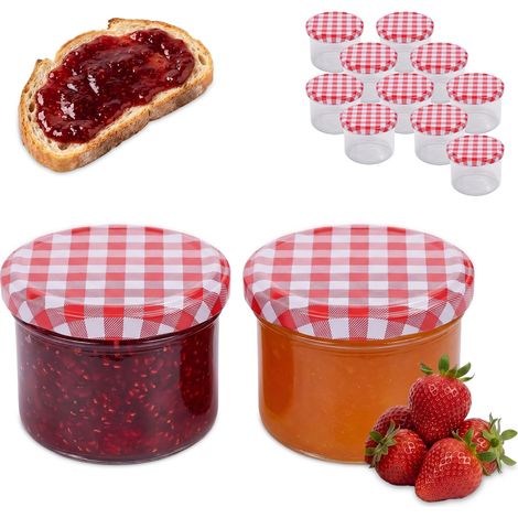 Relaxdays Vasetti per conserve, set 12 x 220 ml, coperchio twist-off, per marmellate, trasparenti