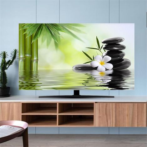 Funda protectora para TV, diseño de hojas de bambú, funda para TV de 32 a 80 pulgadas, funda elástica para TV, protector de pantalla de ordenador a prueba de polvo (65 pulgadas, Plumeria) (1/5)