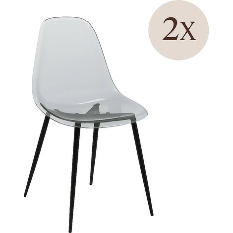 2er-Set Agate-Stühle, PET-Sessel, Ergonomischer Esszimmerstuhl, Konferenzstuhl, 53x46h81 cm, Rauch