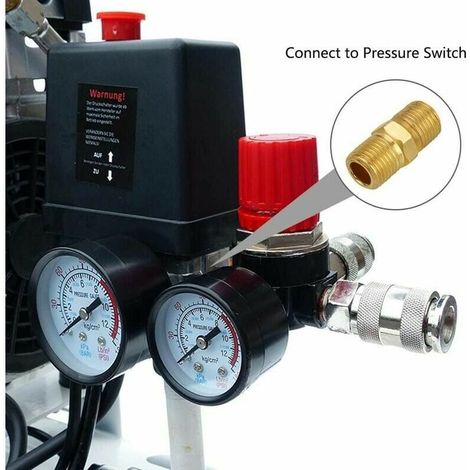 Régulateur pressione aria 3 vie, 175 psi, 12 bar, manometro 1/4" per compressore (nuova valvola 3 vie) (1/3)