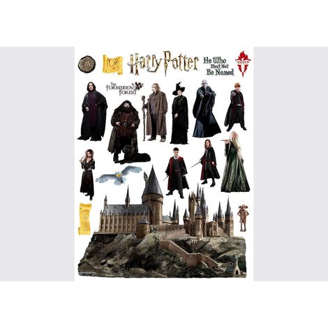 Sticker Harry Potter - Tous les personnages et École de Poudlard - 1 planche 65x85 cm