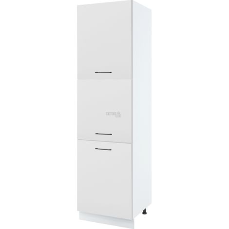 Colonne de cuisine Lovia Blanc Mat 3 portes L 60 cm - Porte avec poignée apparente   White (1/2)