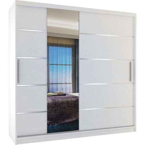 Schiebeschrank Belini 200 cm Mit Schubladen mit Spiegel weiß matt Hersteller (1/4)