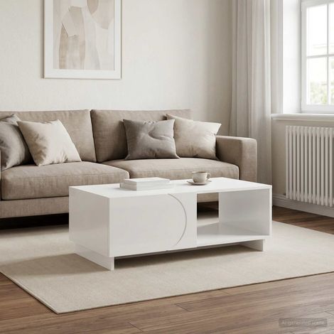vidaXL Mesa de centro Blanco Brillante 95 x 50,5 x 35 cm (1/5)